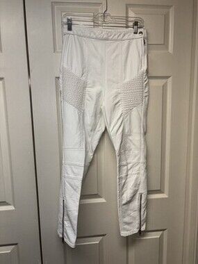 Free People Moto Pants White Vegan Leather Leggings Size 8 NEW WITH TAGS
